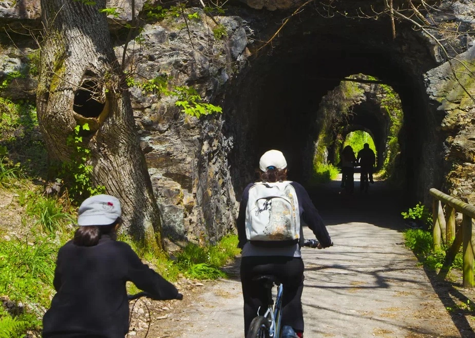 Vista panorámica de la Senda del Oso en Asturias, ideal para ciclismo y actividades en la naturaleza